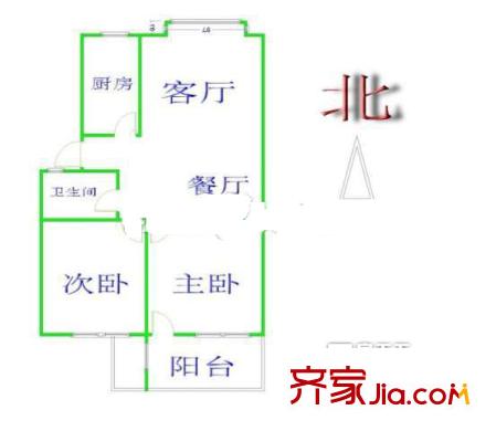 廣播電視局宿舍 2室 戶型圖