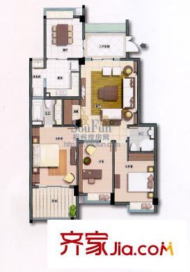 格林蘭錦戶型圖3室2廳2衛(wèi)1廚