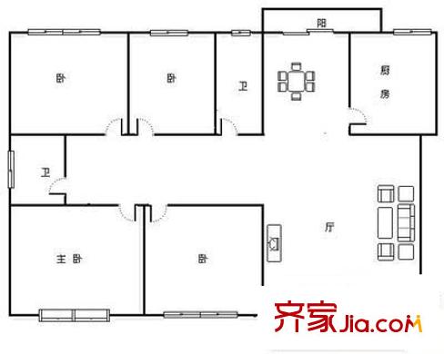 福州豪廷 4室 戶型圖