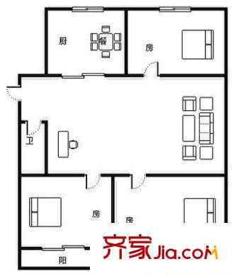 光明港新村 3室 戶型圖
