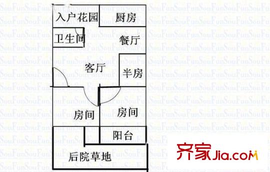 福馬路茶廠宿舍11#1層戶型圖