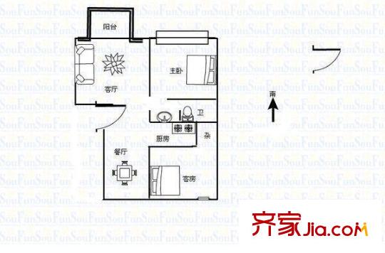 東方華庭 2室 戶型圖