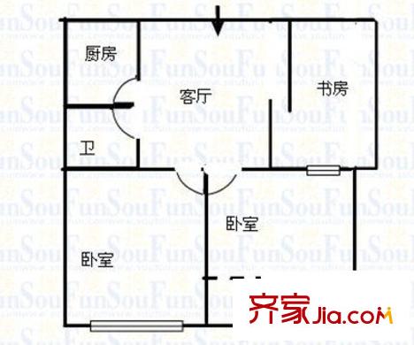 斗門紅星小區(qū) 3室 戶型圖