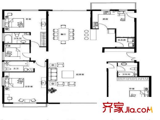帝登花園 6室 戶型圖
