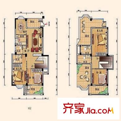 中勝財(cái)富天下戶型圖復(fù)式戶型 4室2廳3衛(wèi)1廚