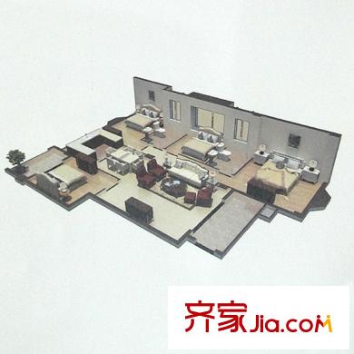 中勝財富天下戶型圖C3戶型3d模型134平米 4室2廳2衛(wèi)1廚