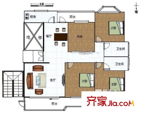 蔚藍國際(長樂)戶型圖蔚藍國際（長樂） 戶型圖 4室2廳2衛(wèi)1廚