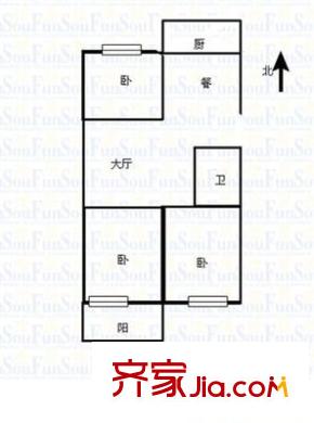 五鳳枇杷山小區(qū) 3室 戶(hù)型圖