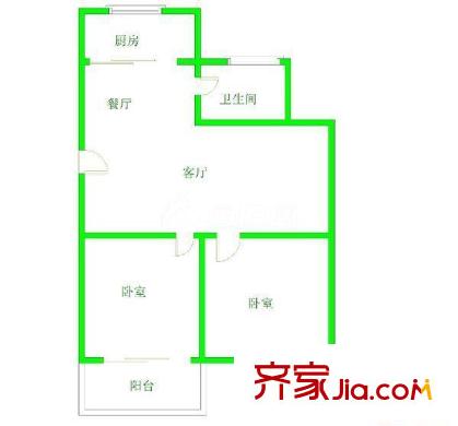 省二建單位宿舍 2室 戶型圖