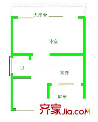 天成公寓 1室戶型圖