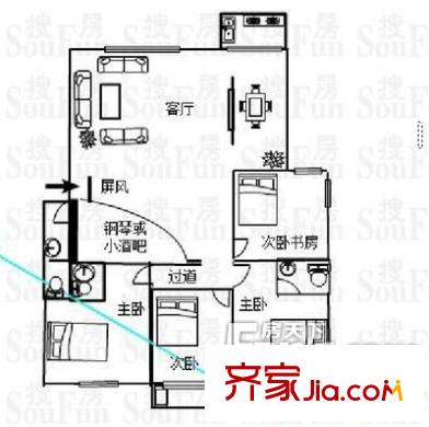 石鼓觀鰲遠(yuǎn)西小區(qū) 4室 戶型圖
