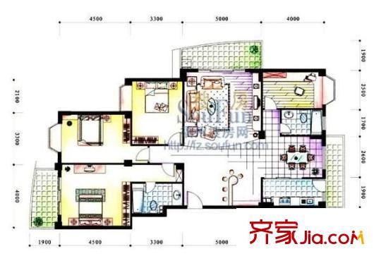鑫濤苑 3室 戶型圖