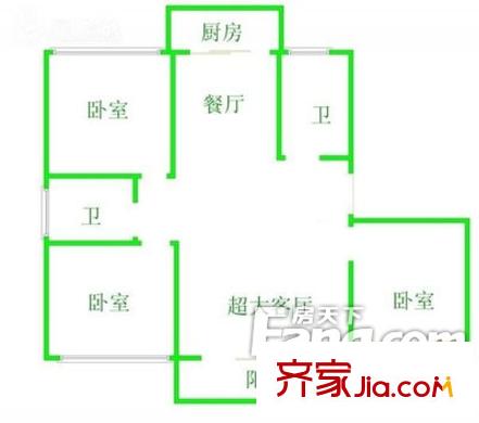 消防公寓 3室 戶型圖