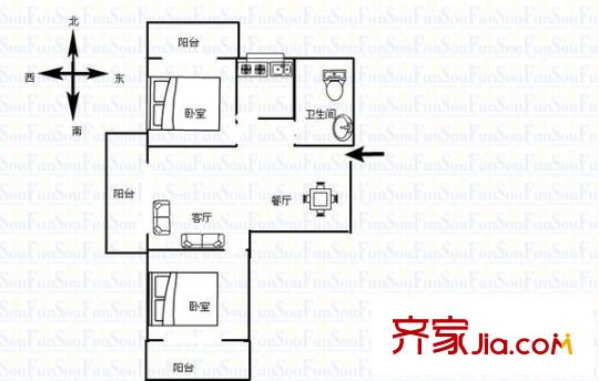 時代春秋 2室 戶型圖