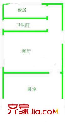 山水公寓 1室 戶型圖