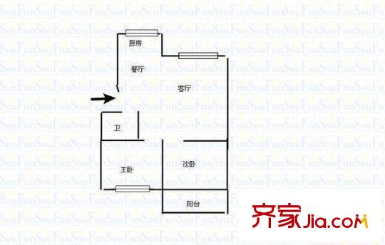 省直機(jī)關(guān)醫(yī)院宿舍 2室 戶型圖