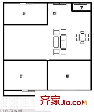 三叉街海員新村戶(hù)型圖海員新村 3室 戶(hù)型圖 3室2廳1衛(wèi)1廚