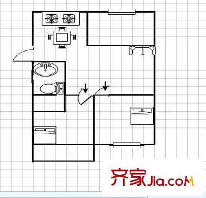 廈門航空宿舍 2室 戶型圖