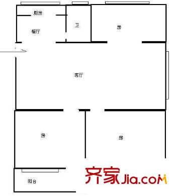廈門航空宿舍 2室 戶型圖