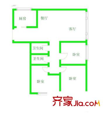 省紀(jì)檢委單位宿舍 3室 戶型圖