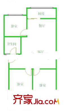 省建材茶園路單位宿舍 3室 戶型圖