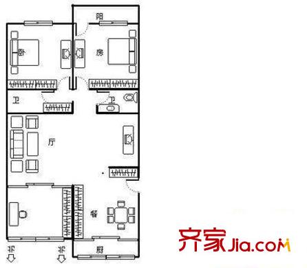 雙豐新村 3室 戶型圖