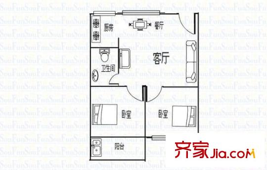 雙福新村 2室 戶型圖