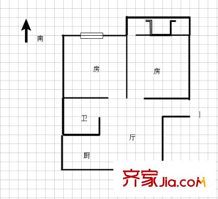 人民銀行國(guó)貨西路單位宿舍 2室 戶型圖