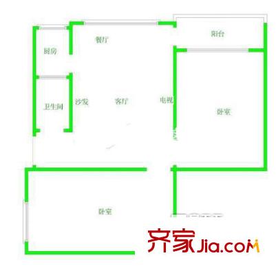 氣象局單位宿舍戶型圖氣象局單宿 2室 戶型圖 2室2廳1衛(wèi)1廚