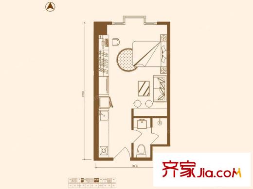 新年华SOHOB2/B3户型 1室1厅1卫1厨
