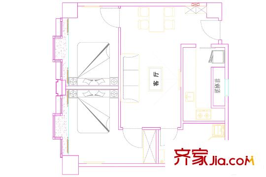 新年华SOHO朝南户型 2室1厅1卫1厨
