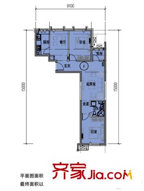 东洲家园4、6号楼中间户F户型 2室1厅1卫1厨