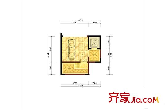 燕西华府上叠地下北入户型图 2室2厅2卫1厨