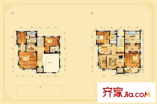 长安王府B户型二层和三层 5室4厅7卫1厨