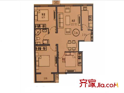 丰台大红门油毡厂地块1A户型 3室2厅1卫1厨