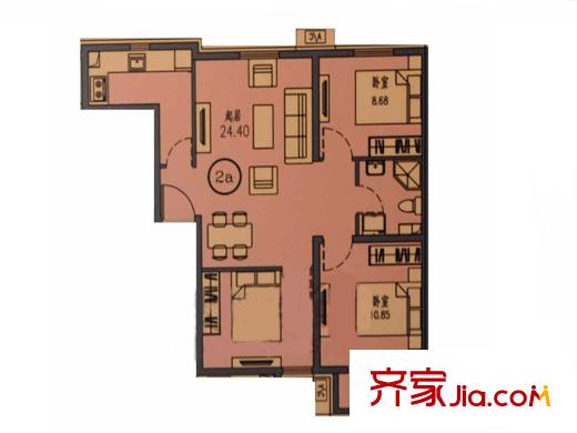 丰台大红门油毡厂地块2A户型 3室2厅1卫1厨