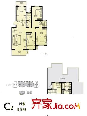 韩建雅苑C2户型 4室3厅3卫1厨