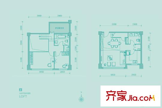 空港国际L-C户型 2室2厅2卫1厨
