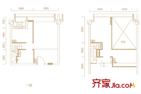 ID CITY艾迪城A户型 1室1厅1卫1厨