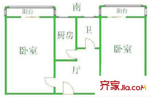 武圣西里户型图户型图 2室1厅1卫1厨