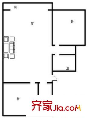 裕龙花园六区户型图户型图 2室1厅1卫1厨