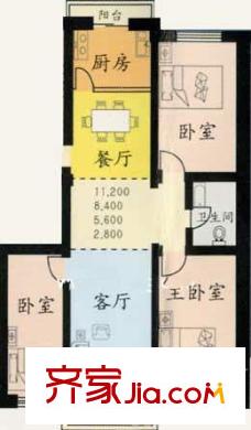 观音寺小区户型图户型图 3室2厅1卫1厨