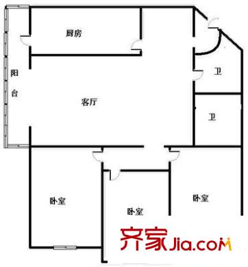 龍回苑戶型圖戶型圖 3室1廳2衛(wèi)1廚