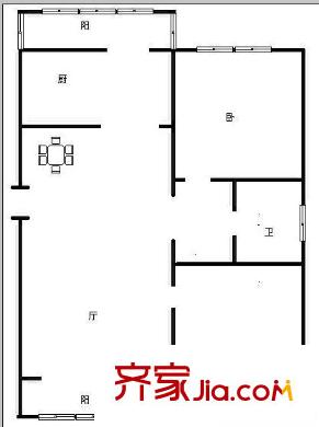 龍回苑戶型圖戶型圖 2室2廳1衛(wèi)1廚