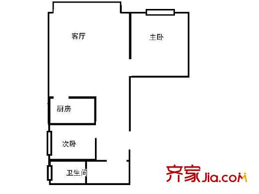 庄维花园一期户型图2室户型图 2室1厅1卫1厨