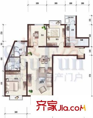 澳洲康都户型图7#4单元C户型 3室2厅2卫1厨