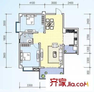 新华街五里户型图户型图 2室2厅1卫1厨