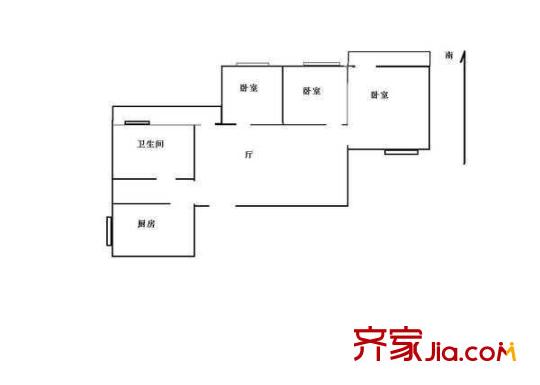 新华街五里户型图户型图 3室1厅1卫1厨