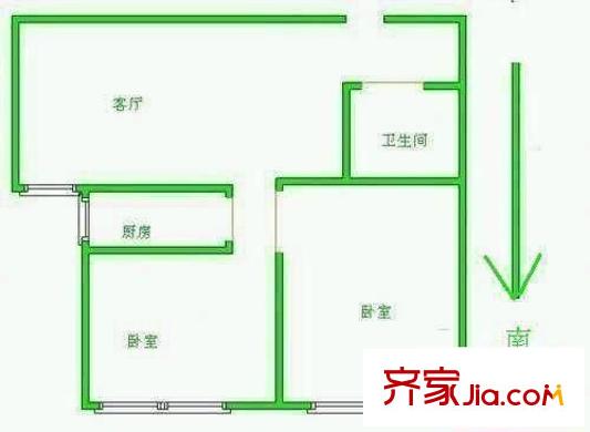 新华街五里户型图户型图 2室1厅1卫1厨