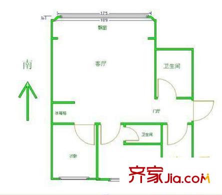 兴丰家园户型图户型图 2室1厅2卫1厨